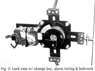 Fig. 3: Lock case w/ change key, alarm wiring & boltwork